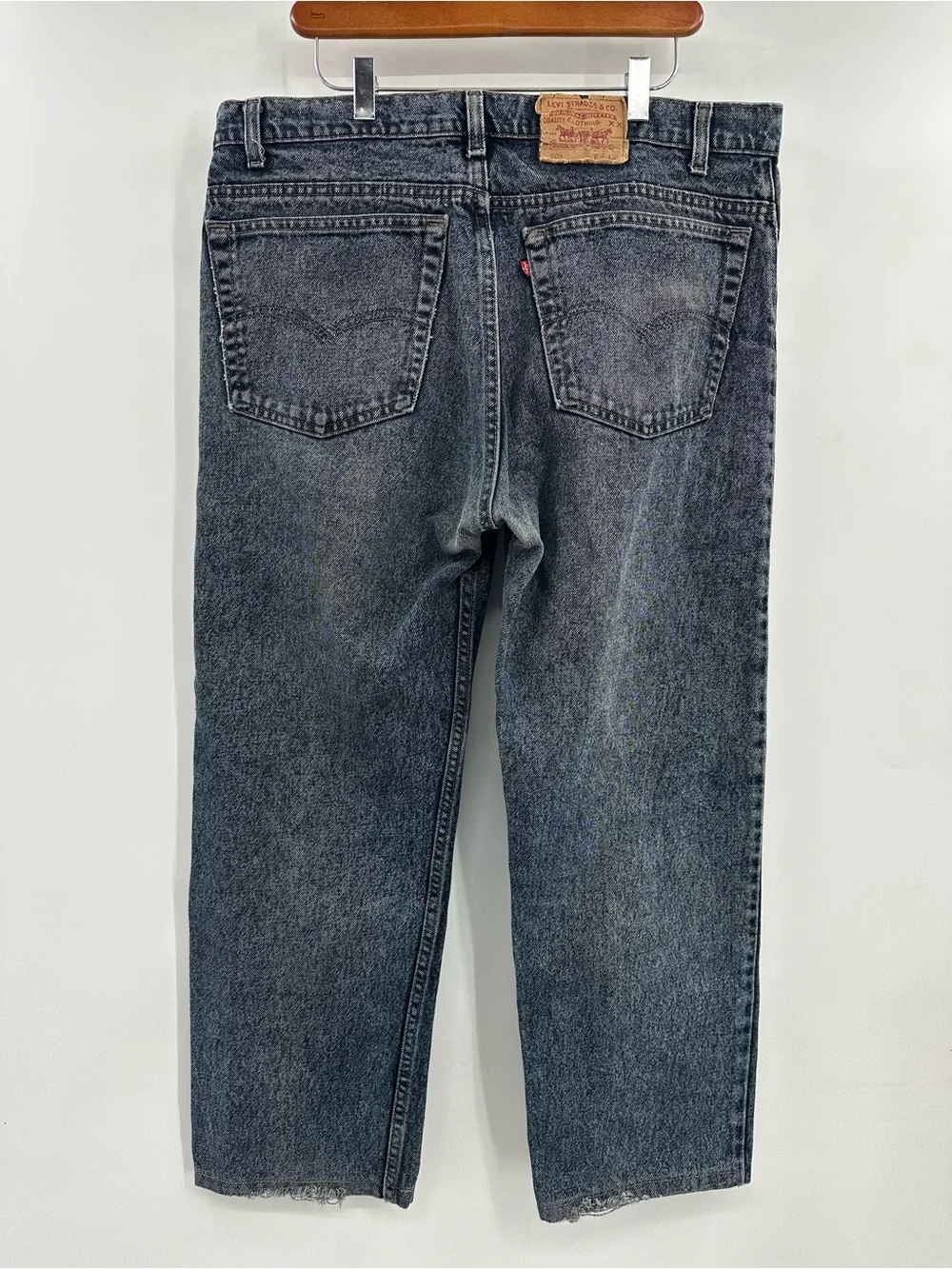 Levi's 505 Straight Jeans in Washed Black-Blue 38x30
